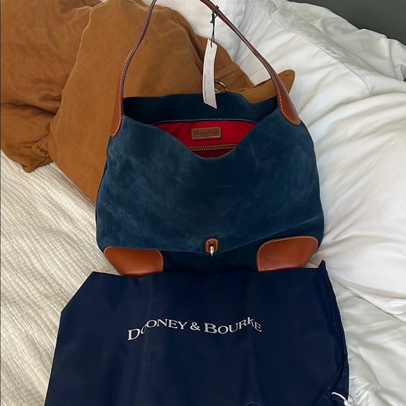 Dooney & Bourke Blue and Brown Hobo Bag - Picture 6 of 14